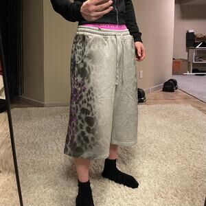 Leopard Cheetah Print Graphic Embroidered Sweatpant Jorts